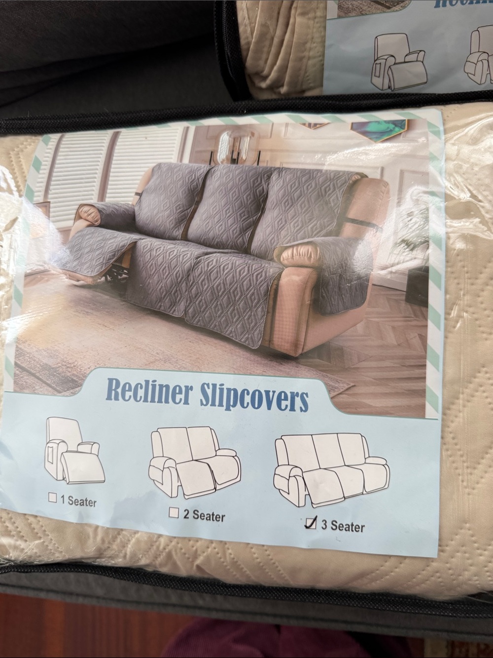 Recliner Slipcover for 3-Seater Sofa - Gray - Unbranded